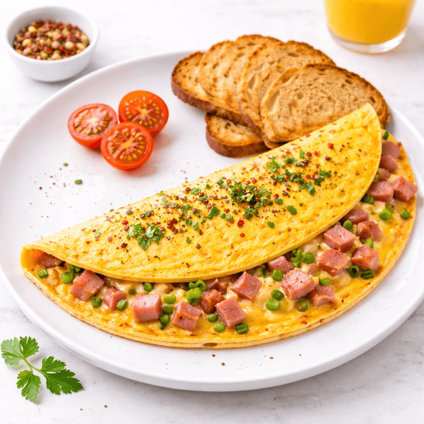 Omletă cu șuncă și cașcaval